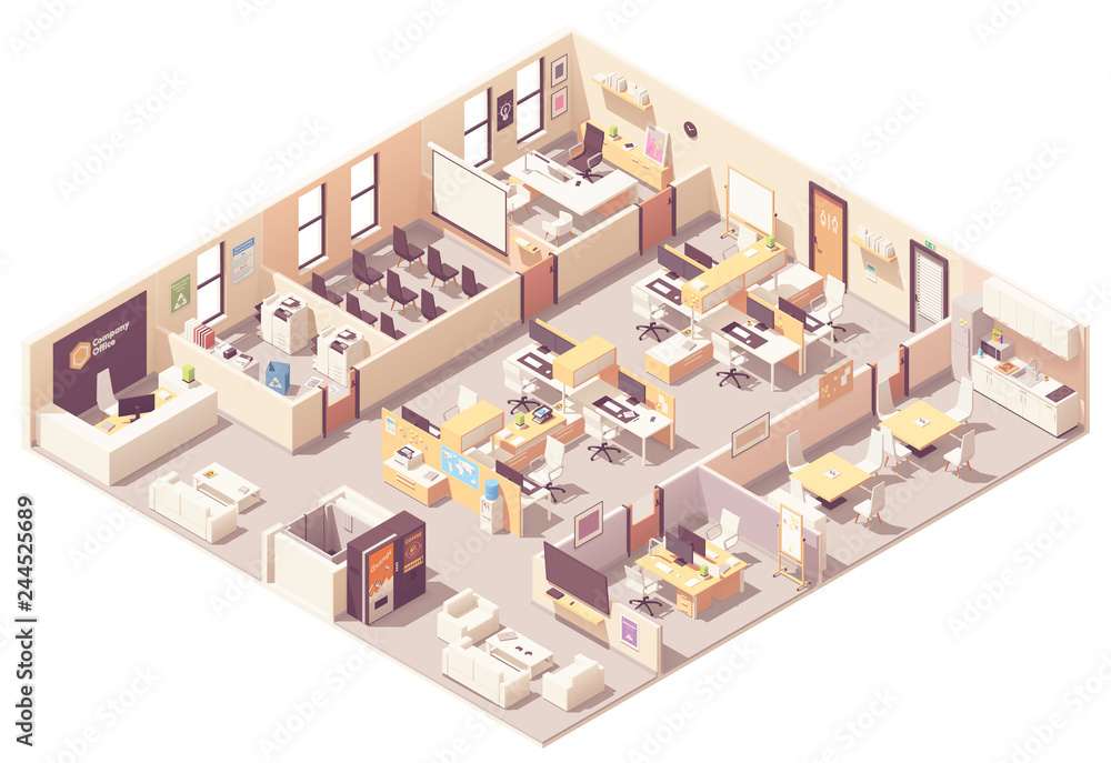 Vector isometric office interior plan Stock Vector | Adobe Stock