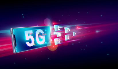 Canvas Print - new 5th generation of internet, 5g network wireless with high speed connection online gaming, downlo