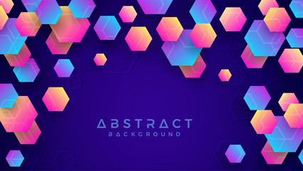 Sticker - geometric abstract hexagon background with blue, purple, pink and orange. eps10 vector background.