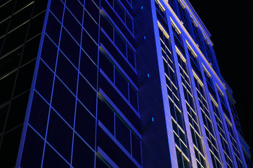 modern building with blue lighting