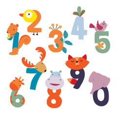 Wall Mural - animals number vector design