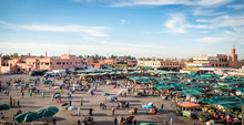 View Of The Jemaa El-Fnaa Market Square In Marrakesh Morocco