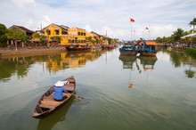 Hoi An, Central Vietnam .Hoai River In Hoi An Ancient Town In Vietnam. The City Is On The UNESCO List