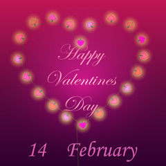 Poster - Happy Valentines Day background with heart shaped lamps. Heart vector illustration. Template for wallpaper, flyers, invitation, posters, brochure, banners.