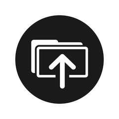 Wall Mural - Upload files icon flat black round button vector illustration