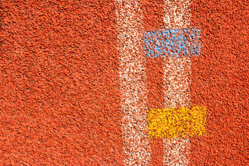 Wall Mural - Red running track Synthetic rubber on the athletic stadium.