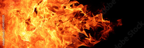 Photographie abstract blaze fire flame texture for banner background, 3 x 1 ratio