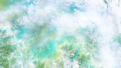 Wall Mural - Abstract surreal blue and green clouds. Expressive brush strokes. Fractal background. 3d rendering.