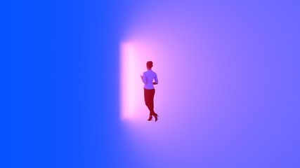 Sticker - woman in front of the door emitting light