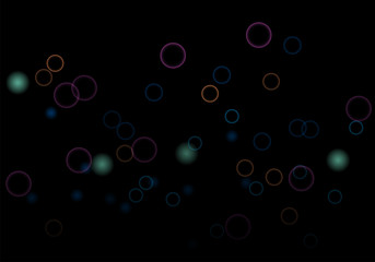 Aufkleber - Bokeh in abstract style on black background. Illuminated design. Vector abstract geometric background. Bright bokeh texture. Bokeh. Modern wallpaper. Vector holiday design.