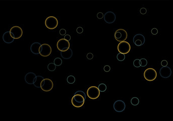 Aufkleber - Bokeh in abstract style on black background. Illuminated design. Vector abstract geometric background. Bright bokeh texture. Bokeh. Modern wallpaper. Vector holiday design.