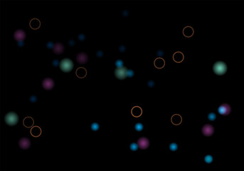 Aufkleber - Bokeh in abstract style on black background. Illuminated design. Vector abstract geometric background. Bright bokeh texture. Bokeh. Modern wallpaper. Vector holiday design.