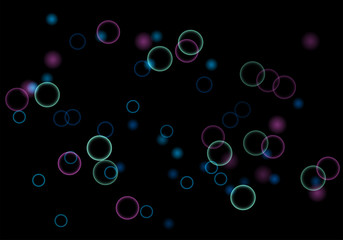 Aufkleber - Bokeh in abstract style on black background. Illuminated design. Vector abstract geometric background. Bright bokeh texture. Bokeh. Modern wallpaper. Vector holiday design.
