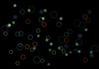 Aufkleber - Bokeh in abstract style on black background. Illuminated design. Vector abstract geometric background. Bright bokeh texture. Bokeh. Modern wallpaper. Vector holiday design.