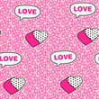 Cute romantic lol doll style seamless pattern background for valentine's day or girly designs - repeat pattern with pop art elements
