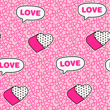 Cute Romantic Lol Doll Style Seamless Pattern Background For Valentine's Day Or Girly Designs - Repeat Pattern With Pop Art Elements