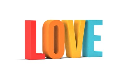 Wall Mural - love word. 3d render illustration in white background