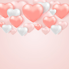 Poster - Card with pink and white hearts