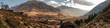 Pisac town between mountains panoramic view of the north zone in the inca's sacret valley of Peru.