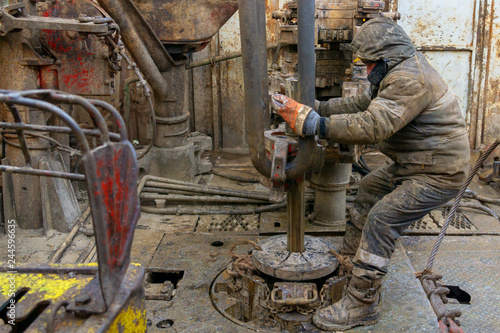 Offshore Oil Rig Worker Prepare Tool And Equipment For Perforation Oil And Gas Well At Wellhead
