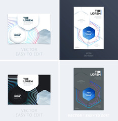 Wall Mural - Design of brochure smooth soft template. Creative abstract set, annual report, horizontal cover, flyer in A4 with colourful lines waves for branding, exhibition. Business vector presentation.