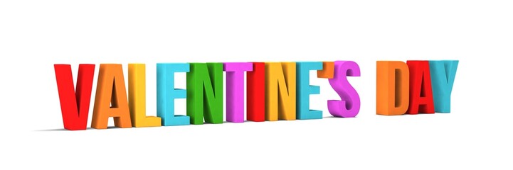 Wall Mural - Valentine day word. 3D Render illustration in white background