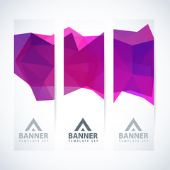 Wall Mural - vector banners set abstract triangle background