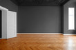 empty room, apartment renovation black walls -