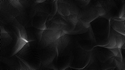 Music abstract background. Interweaving of atomic particles in space. Network connection structure. Big data digital background.3d rendering.