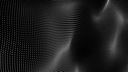 Music abstract background. Interweaving of atomic particles in space. Network connection structure. Big data digital background.3d rendering.