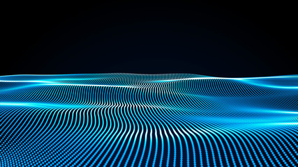 Poster - music abstract background blue. abstract polygonal low poly wave background with connecting dots and
