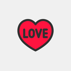 Aufkleber - A heart with the word LOVE. Vector icon. Logo for your design.