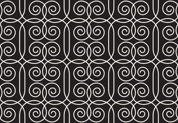 Poster - Geometrical linear pattern with curls. Vector seamless texture.