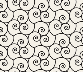 Poster - Geometrical beige linear pattern with curls. Vector seamless texture.