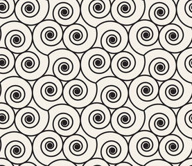 Poster - Geometrical beige linear pattern with curls. Vector seamless texture.