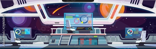 Fotomural Cartoon spaceship interior design. Vector illustration