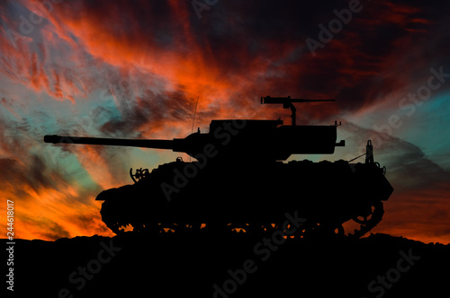Fotografia American tank destroyer silhouette / 3d illustration
