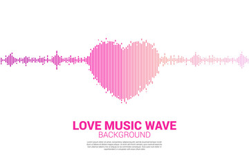 Sound wave heart icon Music Equalizer background. love song music visual signal