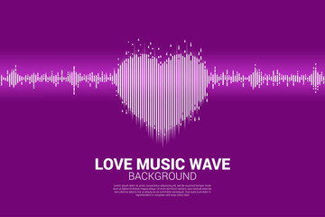 Wall Mural - Sound wave heart icon Music Equalizer background. love song music visual signal