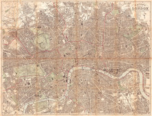 1890, Bacon Traveler's Pocket Map Of London, England
