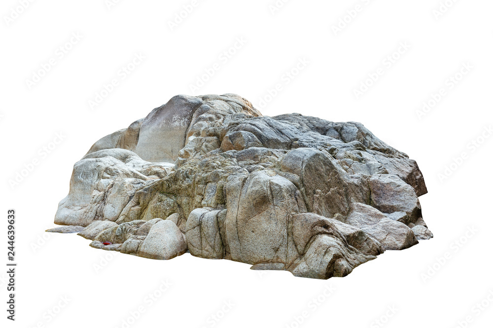 Cliff stone located part of the mountain rock isolated on white background. - obrazy, fototapety, plakaty 