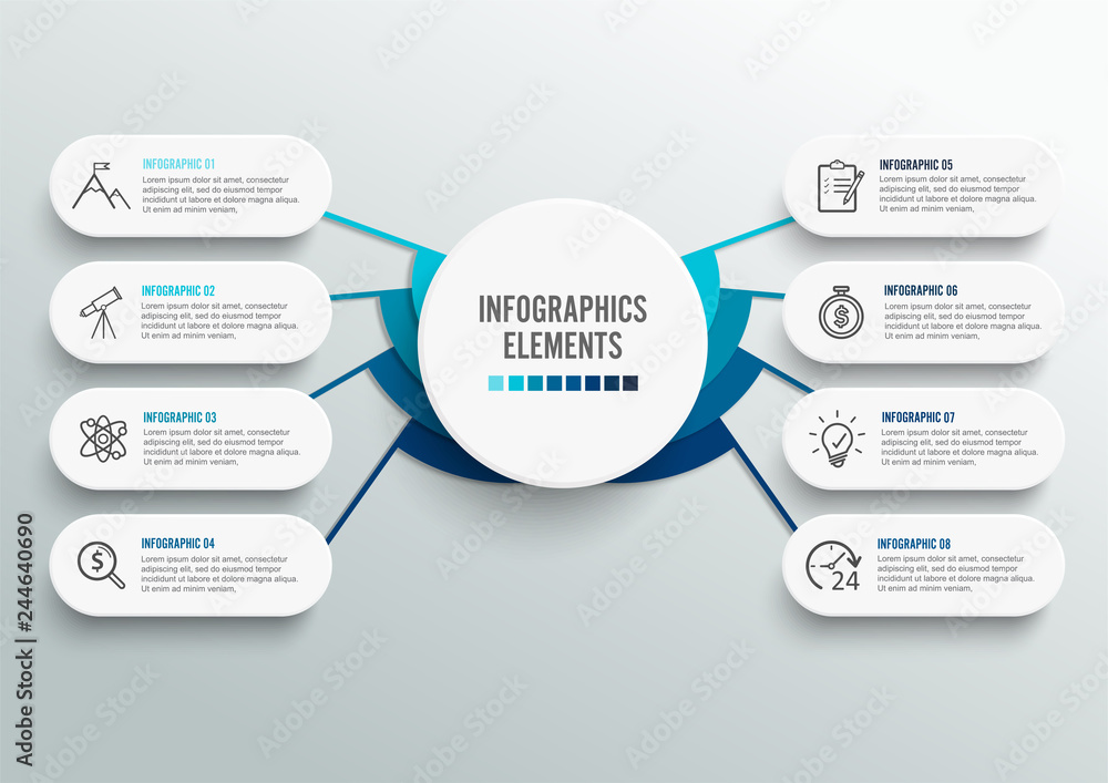 Components Infographics Vector infographic template with 3D paper label, integrated circles ...