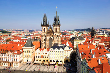 Wall Mural - Old town square in Prague with Church of our lady before tyn, Czech Republic