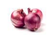 Three red onion bulb isolated on white background cutout