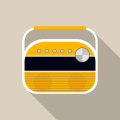 Canvas Print - Orange old radio icon. Flat illustration of orange old radio vector icon for web design