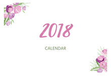 Vintage Floral Calendar 2018 With Bouquet Of Flowers. Illustration.