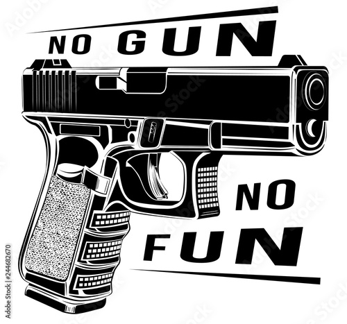 Pistol Glock Gun Vector Illustration 9 Caliber Pistol Emblem