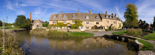 Stitched Panorama Of The Idyllic Cotswold Cottages In Early Autumn