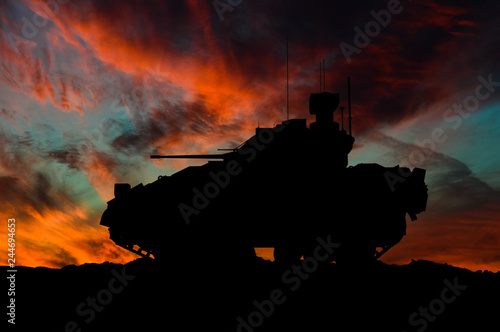 Papel de parede American infantry fighting vehicle silhouette / 3d illustration