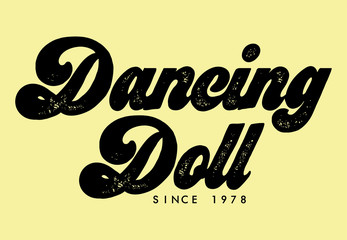 70s soul, dancing doll text in vector.